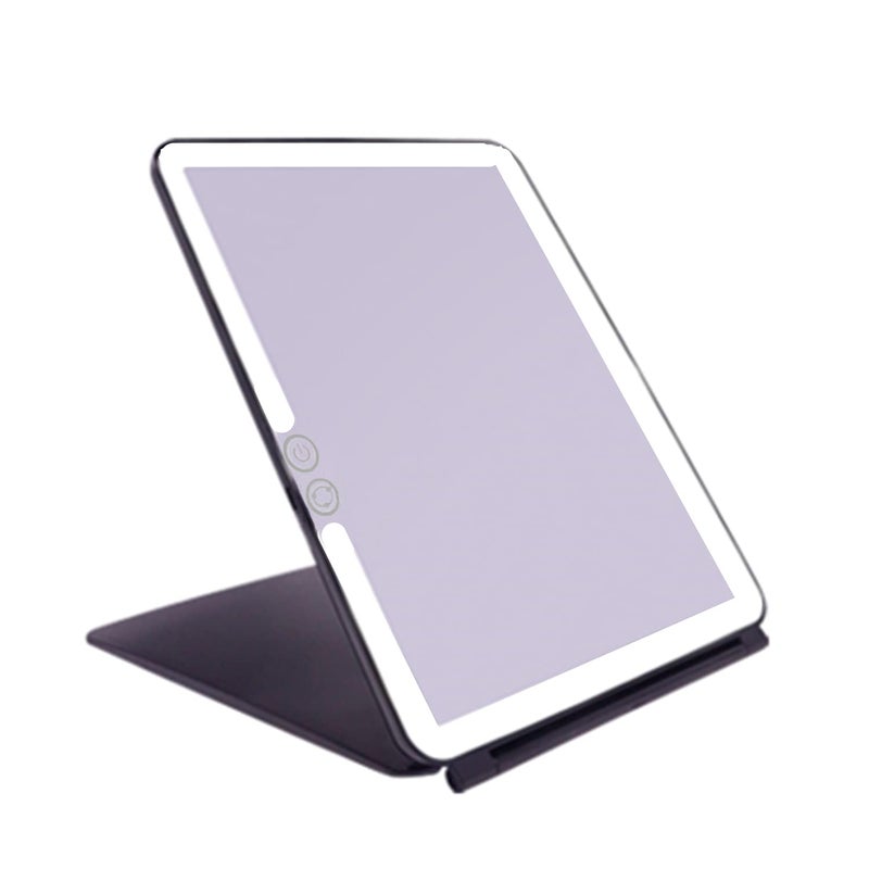 deweisn Folding Lighted Makeup Mirror with 72 LEDs 3 Colors Light Modes USB Rechargable 1800mA Batteries Portable Ultra Thin Compact Vanity Mirror Dimmable Travel Mirror - Image 1